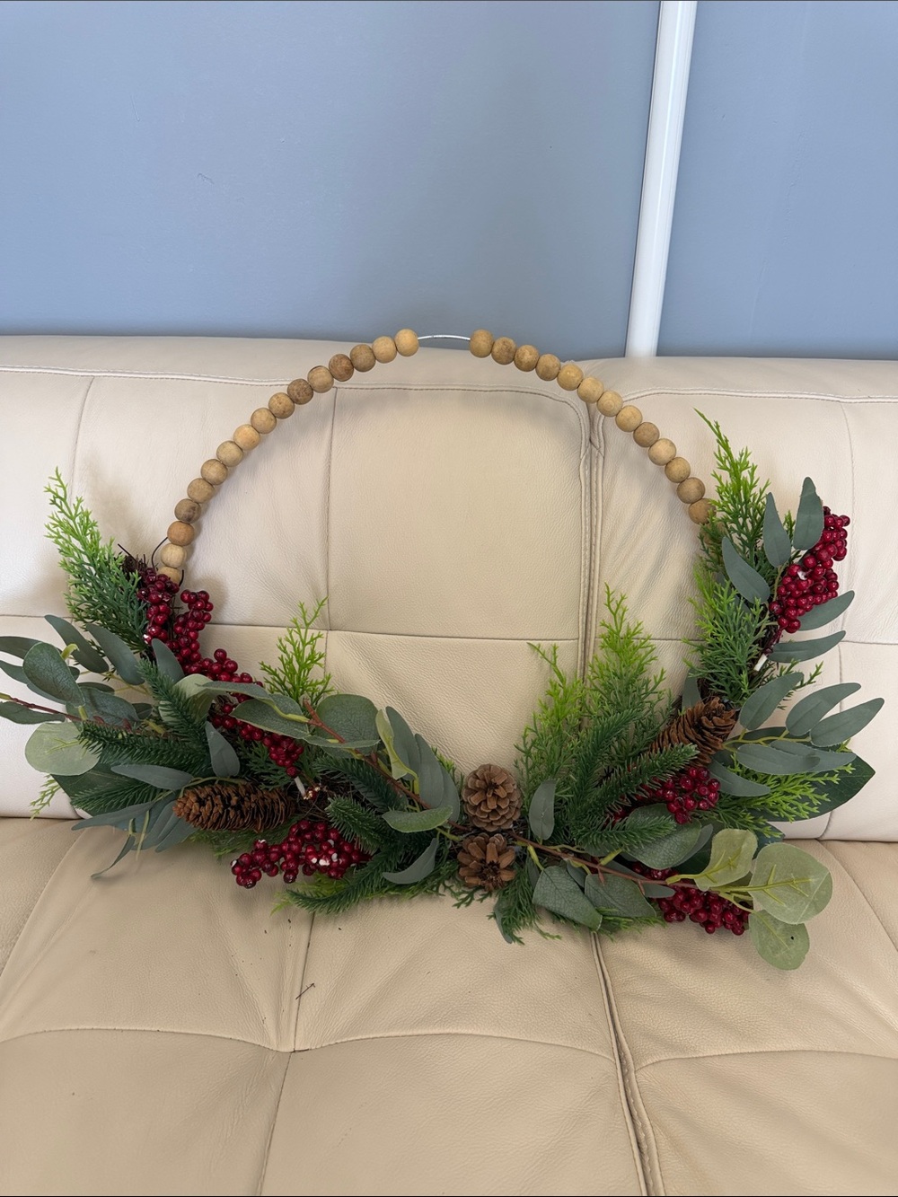 Festive Red Berry and Greenery Hoop Wreath - Home Holiday